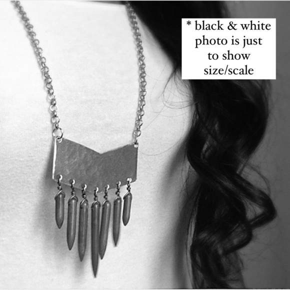 Turquoise Spike Copper Chevron Necklace Handmade Boho Chic - Picture 4 of 5